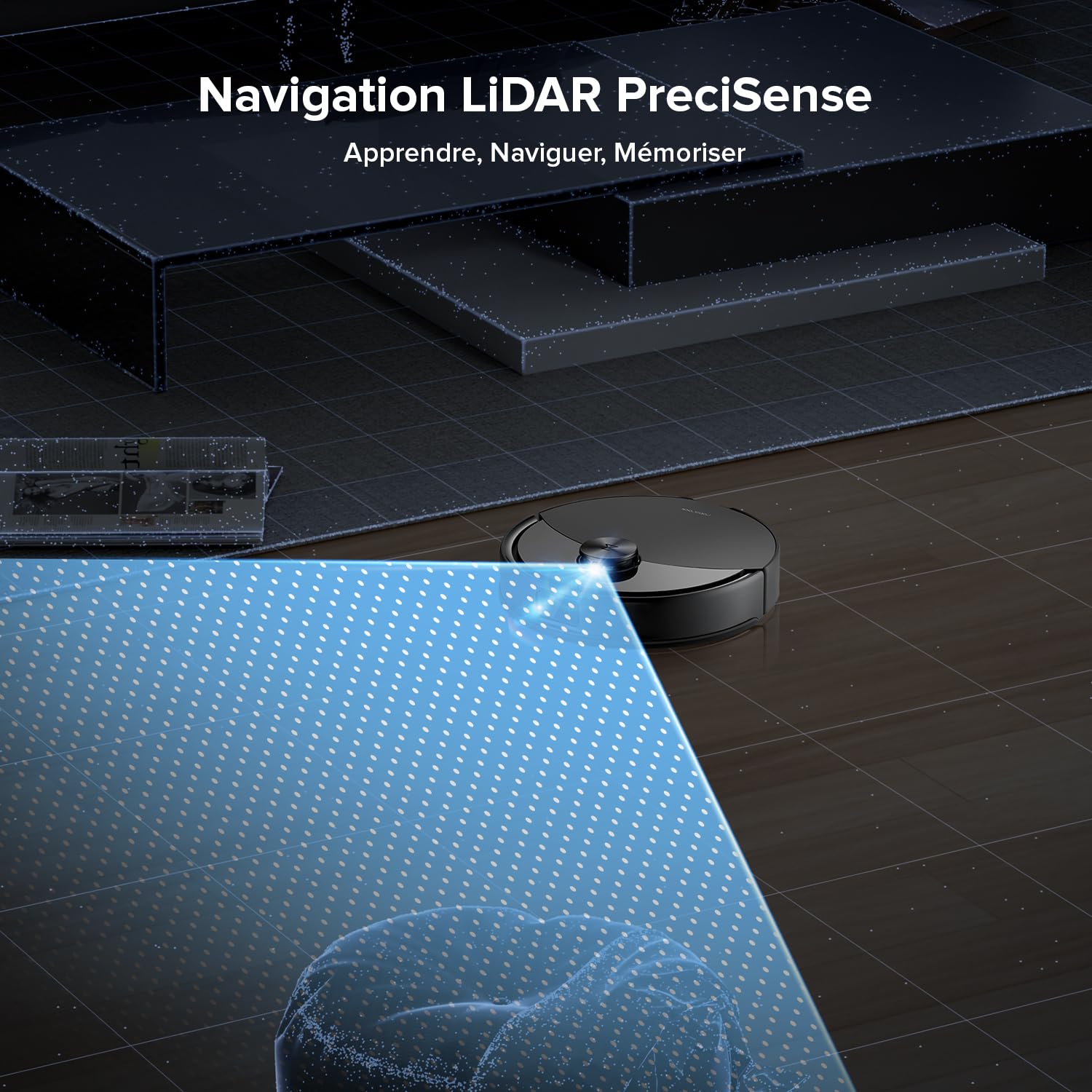 roborock Q10 S5 Robot Aspirateur Laveur, 10000 Pa Aspiration, Double Anti-emmêlement, Système VibraRise 2.0, Levage des Serpillères de 8 mm, Navigation PreciSense LiDAR, Évitement d'obstacles, APP