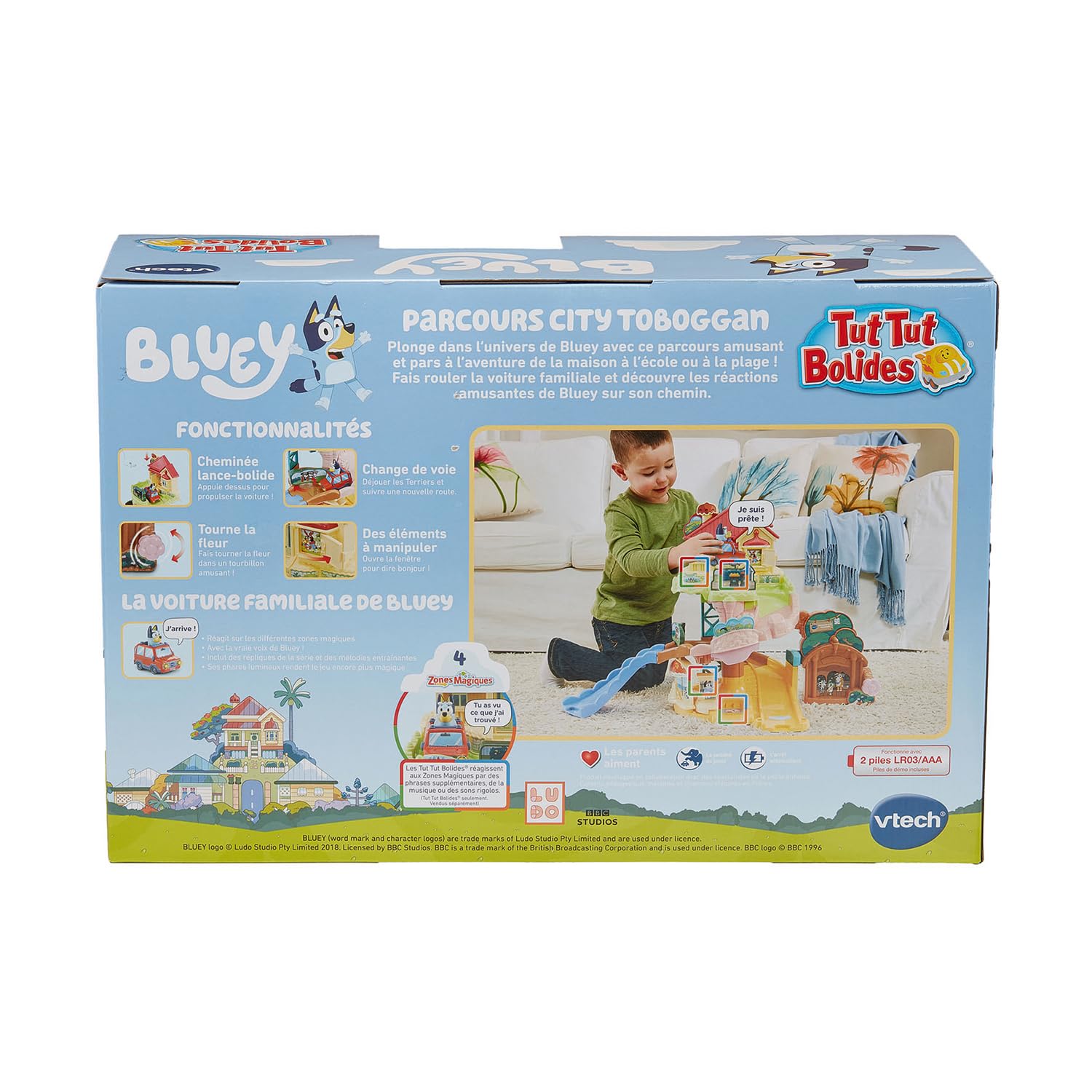 VTech Tut Tut Bolides Bluey Parcours City Toboggan, Circuit Voiture Enfant