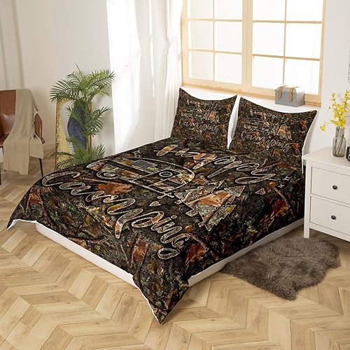 Miniatura 3 de Manfei Juego de funda de edredón de camuflaje para niños, tamaño Queen, juego de ropa de cama de viaje para cámper, funda de edredón rústica de