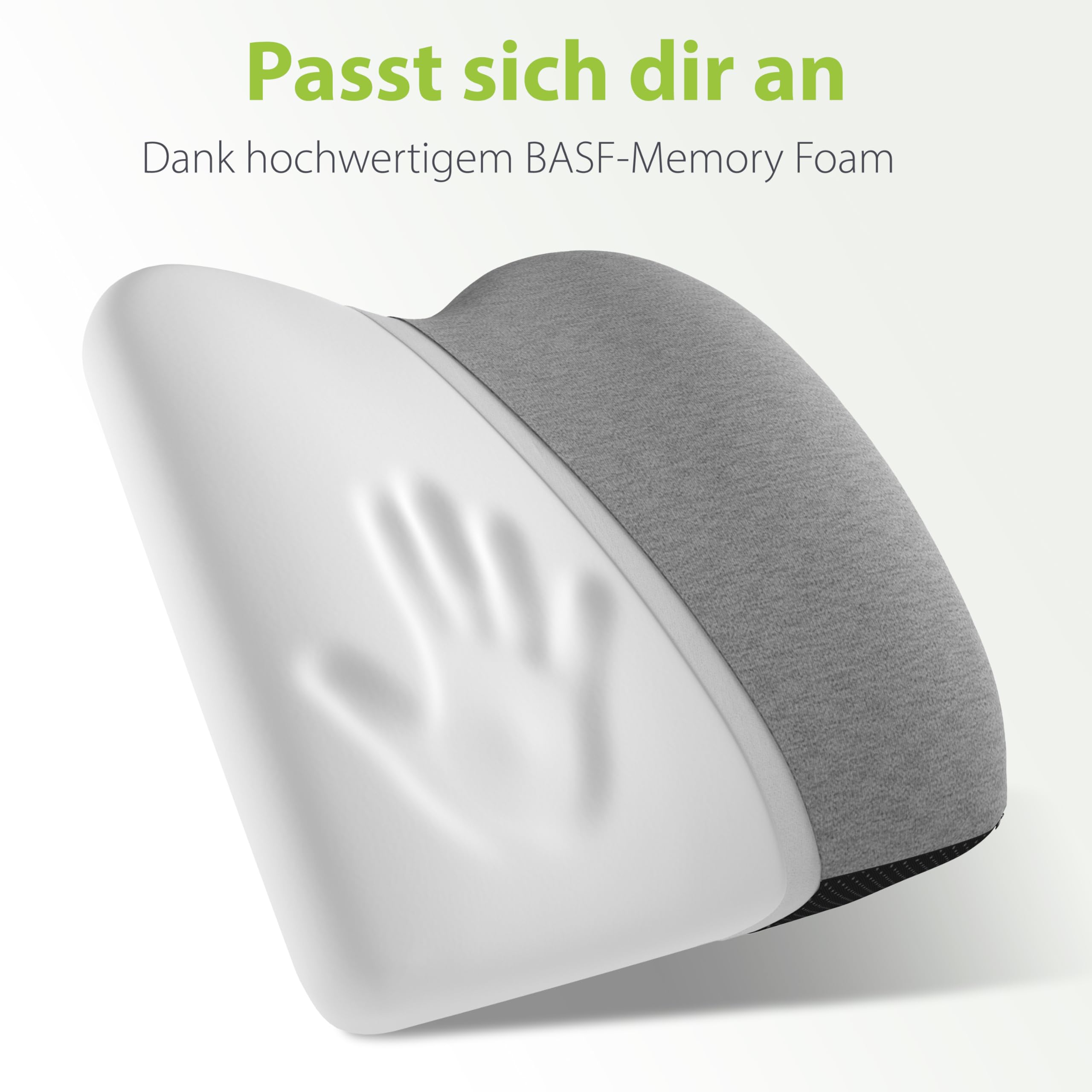 feela.® Ergonomisches Rückenkissen für Auto- und Bürostühle | Gedächtnisschaum-Rückstützkissen für Sitzkomfort und Haltung – Verstellbare Passform für Autositze und Bürostühle (Dunkelgrau)