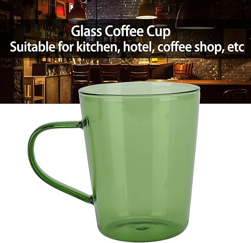 Miniatura 4 de Taza de café de vidrio de colores, 12.8 fl oz, pequeñas tazas de té con leche transparente aisladas con asa, tazas de café, tazas de café con leche,