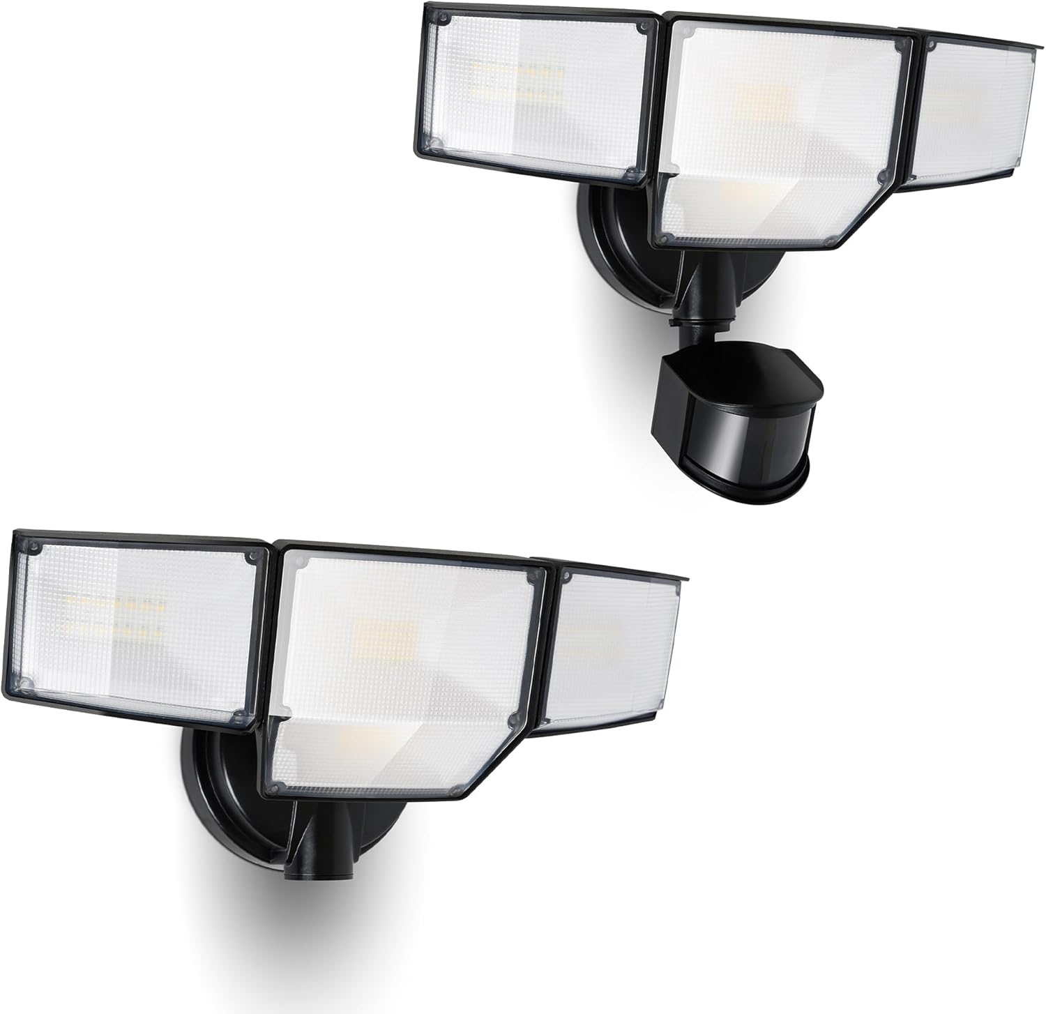 LUTEC 4 Heads and 4 Heads 80W 9000LM Switch Controlled Flood Lights Outdoor, Super Bright LED Security Light with Photocell (Black)