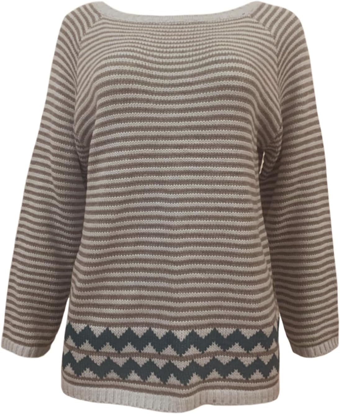 Fair Isle Sweater for Womens Winter Long Sleeve Vintage Knitted Sweater Casual Fall Crew Neck Pullover Sweaters - Image 5