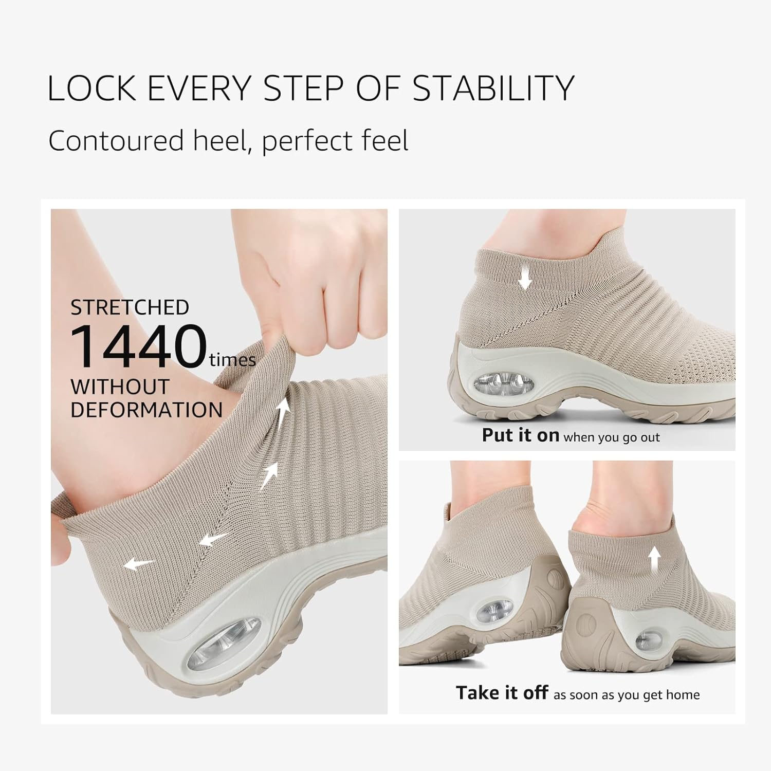 HKR Women's Walking Shoes Arch Support Non Slip Work Shoes Breathable Knit Upper Lightweight for Plantar Fasciitis - Image 6
