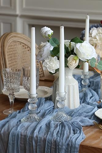 Miniatura 2 de Uwilowe Camino de mesa azul marino de 13 pies, camino de mesa de tela de queso de gasa bohemio, camino de mesa rústico transparente de 160 pulgadas