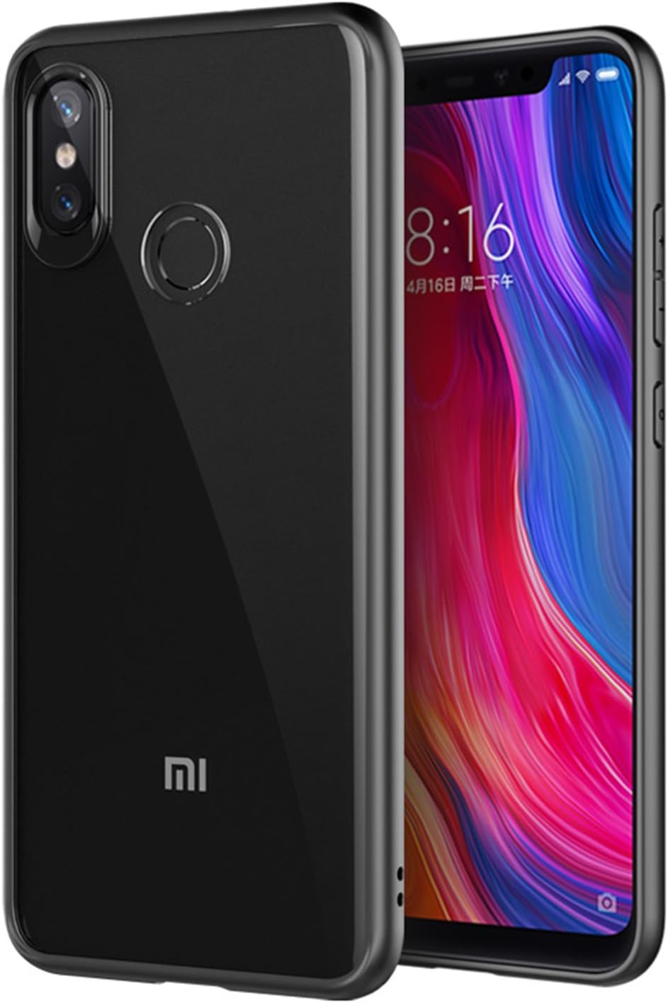 MYLBOO Phone Case For Xiaomi Mi 8,2-in-1 Flexible TPU Bumper Edge + Rigid PC Back Panel Case [Shock Proof] [Anti-Slip] [Anti-Scratch] For Xiaomi Mi 8 (Black)