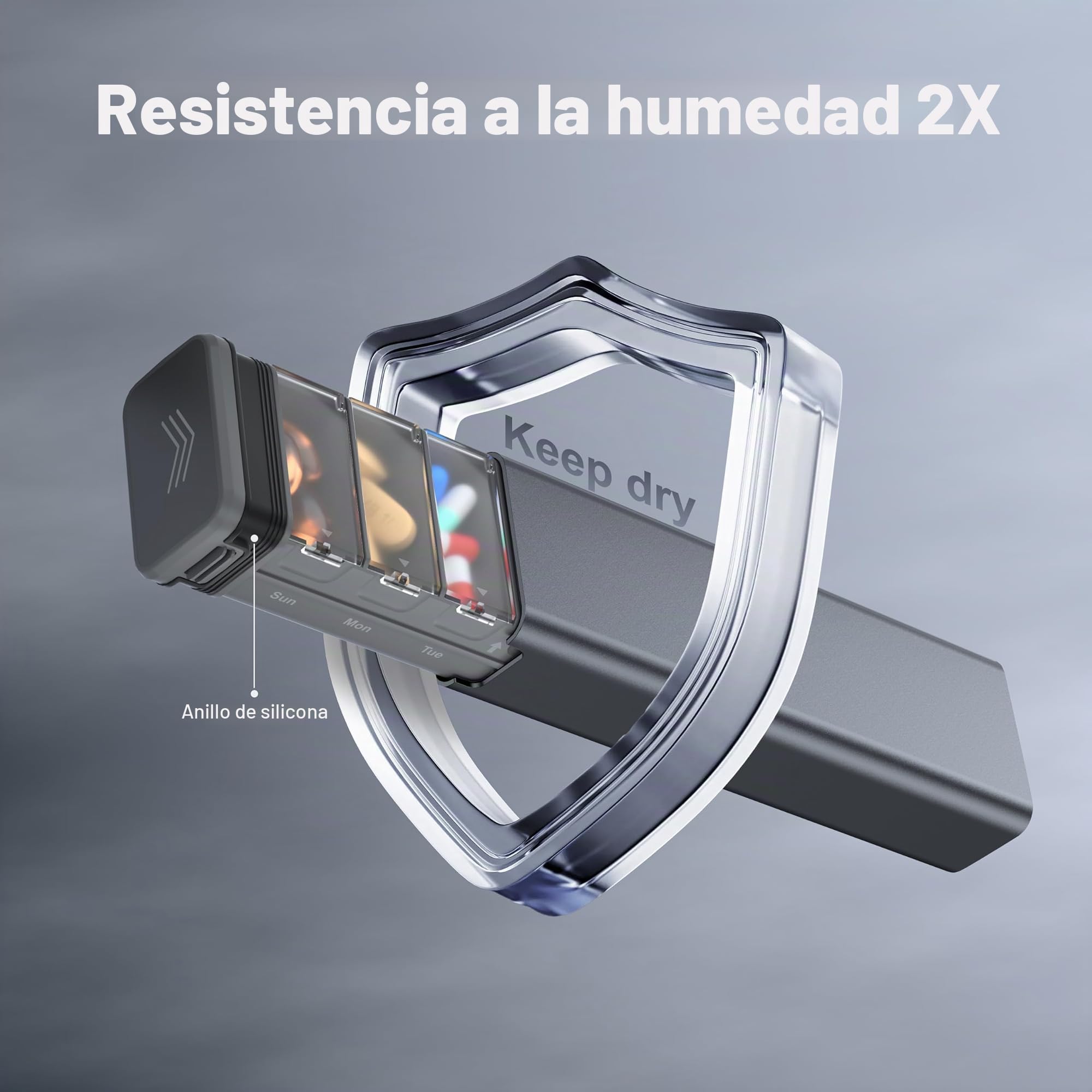Kursoaya - Pastillero semanal de metal para 7 días, pastillero diario de aluminio de alta calidad, bonito pastillero portátil, soporte de píldoras de gran capacidad para suplementos, píldoras