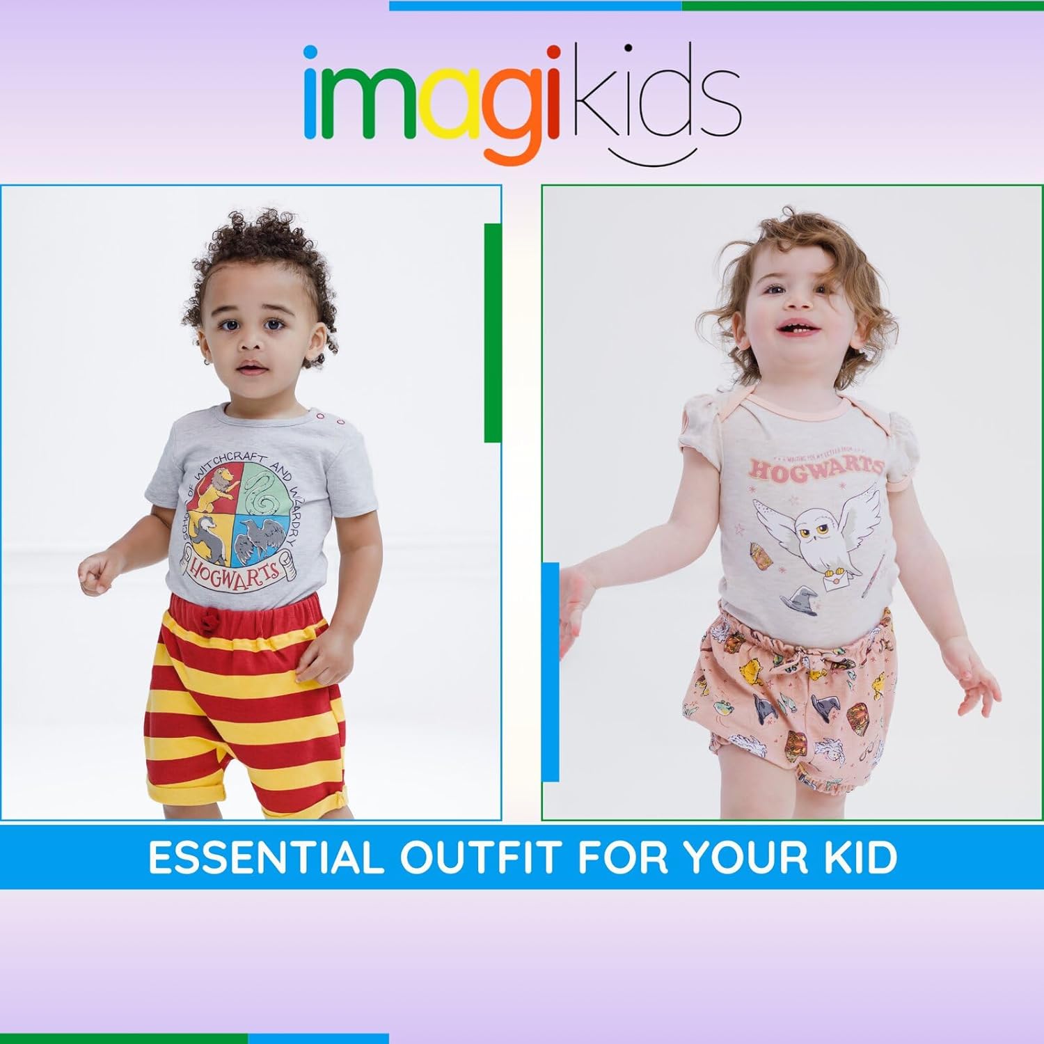 Harry Potter Baby Bodysuit, Shorts and Shoes 3 Piece Outfit Set Newborn to Infant Sizes (0-3 Months - 24 Months)