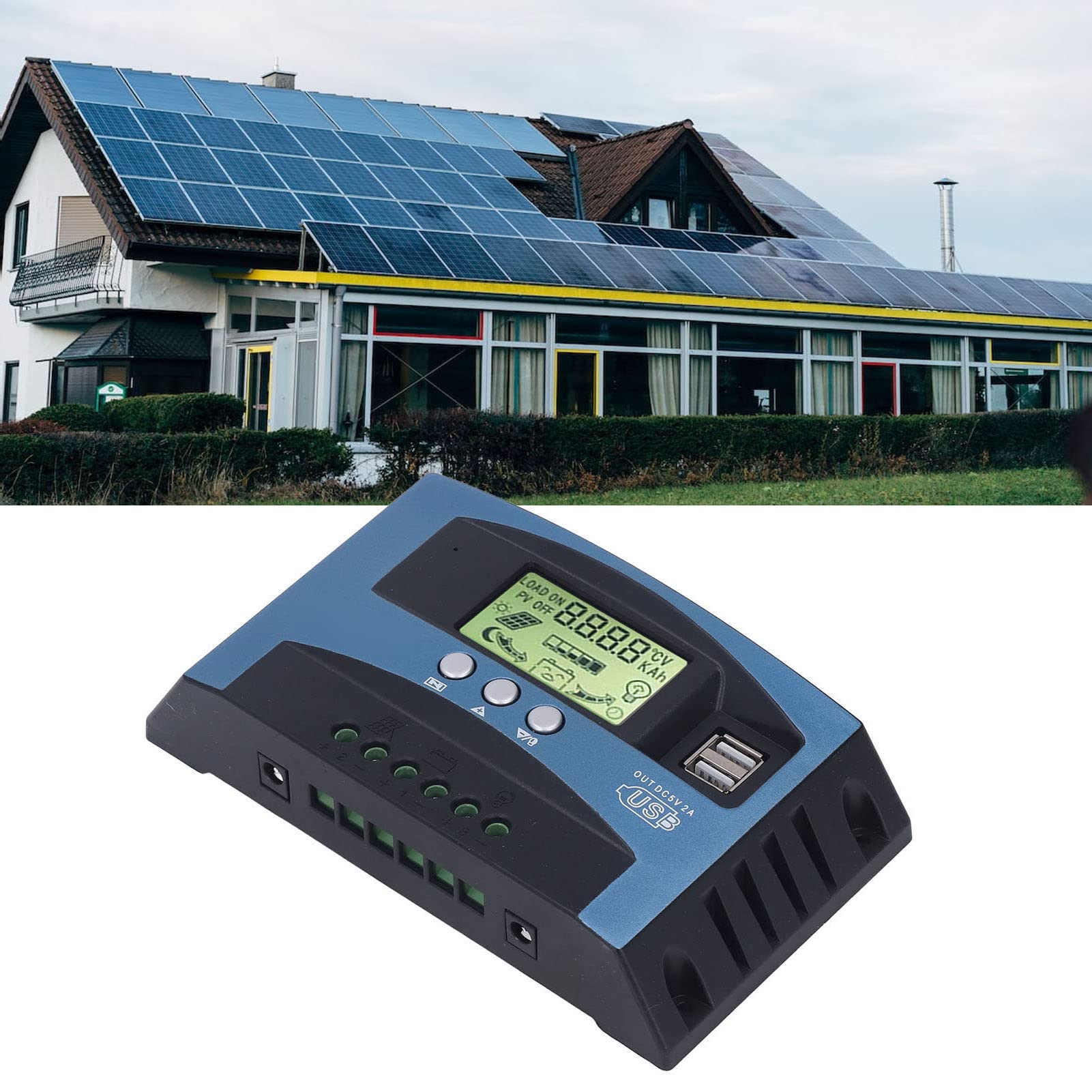 Contrôleur de charge solaire MPPT 80 A 12 V 24 V Régulateur intelligent de panneau photovoltaïque en alliage d'aluminium avec écran LCD numérique en temps réel pour système (90a)