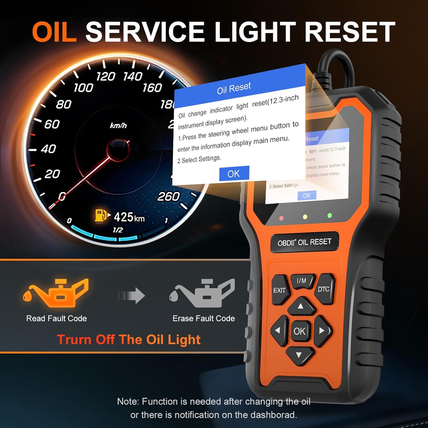 OBD2 Scanner, Code Reader OBDII Scan Tool for Check Engine Light/Oil Light Reset, Fast and Accurate Fault Diagnostic Scan Tool for Car 1996+, 2.8'' Color Screen