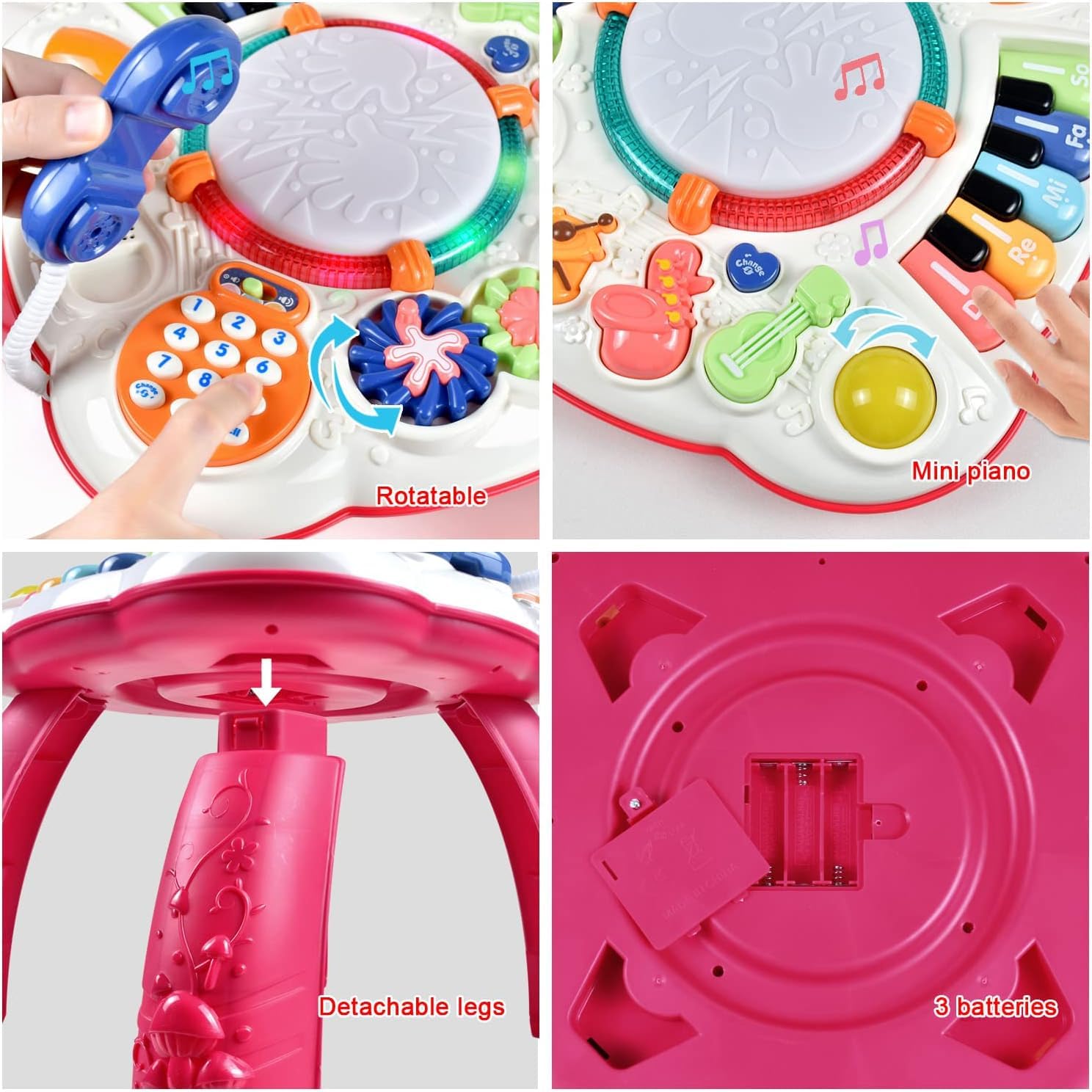 Dahuniu Baby Toy- Engaging Baby Activity Center for 6 12 18 Months Old- Safe, Sturdy, and Fun (11.8 x 11.8 x 12.2 inches) (Red)