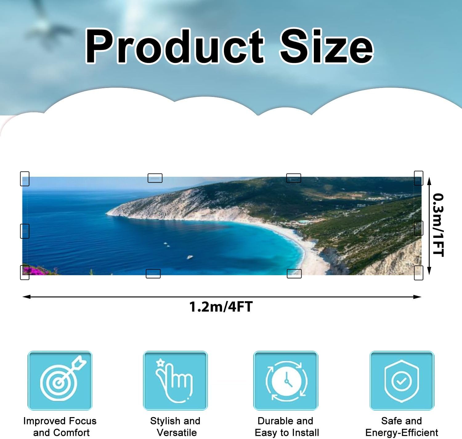 Fluorescent Light Covers for Ceiling Lights Myrtos Beach Kefalonia Greece Easy to Install Magnetic Light Filter for Classroom Office Hospitals School Home Decor