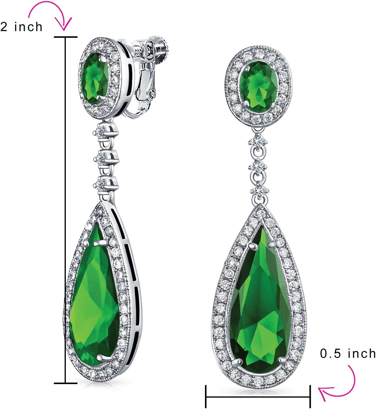 Statement Teardrop Cubic Zirconia AAA CZ Dangle Chandelier Screw Clip On Earrings For Women Silver Plated More Colors - Image 4