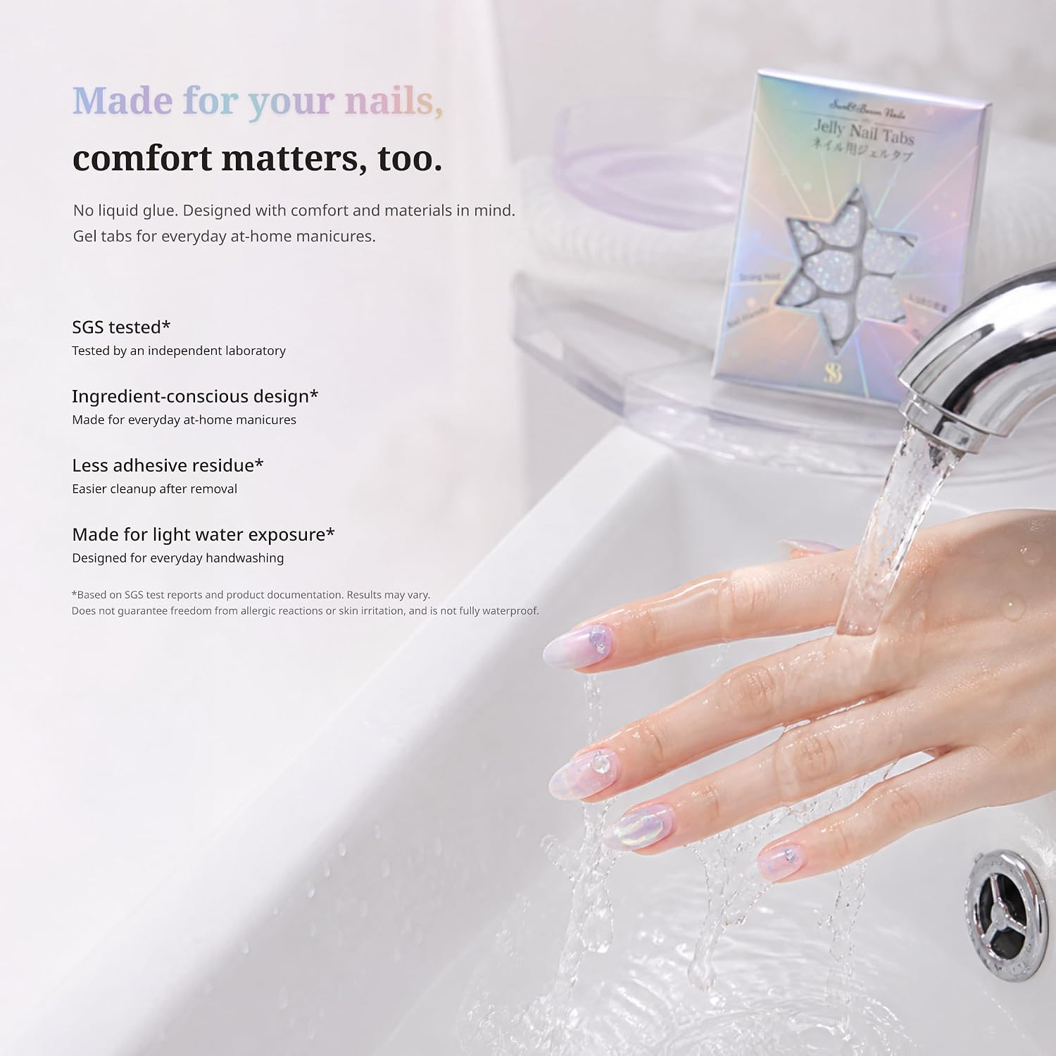 Sun&Beam Nails Jelly Nail Tabs for Press-On Nails 0.3mm Ultra-Thin Waterproof Adhesive 600pcs Strong Hold Double Sided Tabs for Finger (Standard Size) image 3