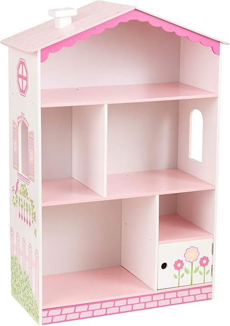 KidKraft 14604 Dolls House Cottage Wooden Bookshelf for Kids, Children's Bedroom Furniture and Display, Bookcase and Storage Rack