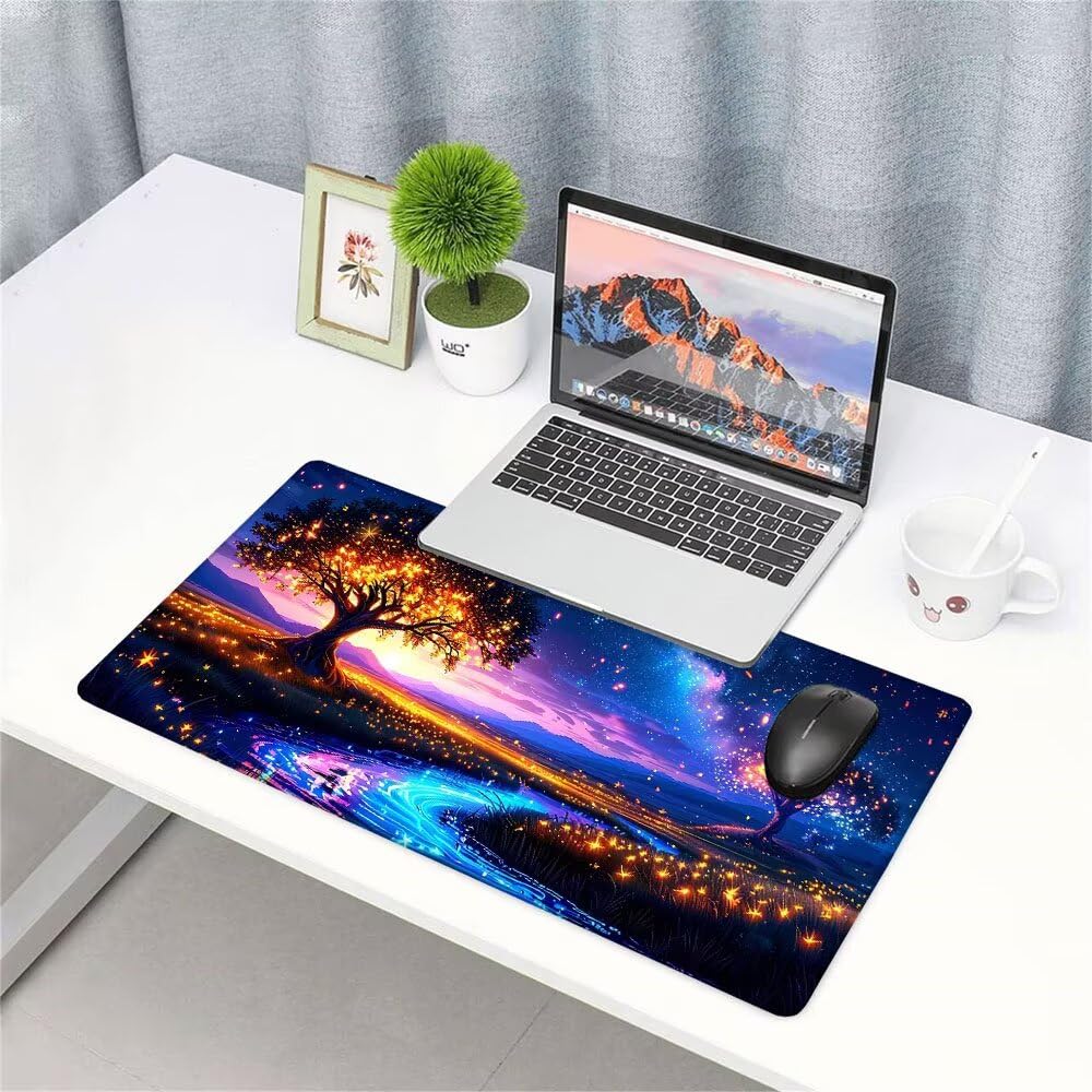 Generico Alfombrilla de Mouse para Juegos, Blu, XXL, Antideslizante, Impermeable, Diseño de Cielo stellato, Extendido, Grande, 1200x600x3mm, para PC, Laptop, Ufficio, Famiglia d-856