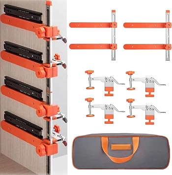 Drawer Slide Installation Jig with Toggle Clamp,Cabinet Hardware Jig with Magnetic Arm Punch Locator, Installing Faster, Straighter, and Smarter4 Layers