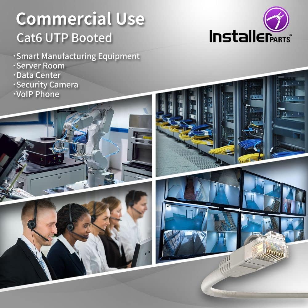 Lоwеѕt Prісе InstallerParts Ethernet Cable CAT6 Cable UTP Booted 200 FT - Gray - Professional Series - 10Gigabit/Sec Network/High Speed Internet Cable, 550MHZ