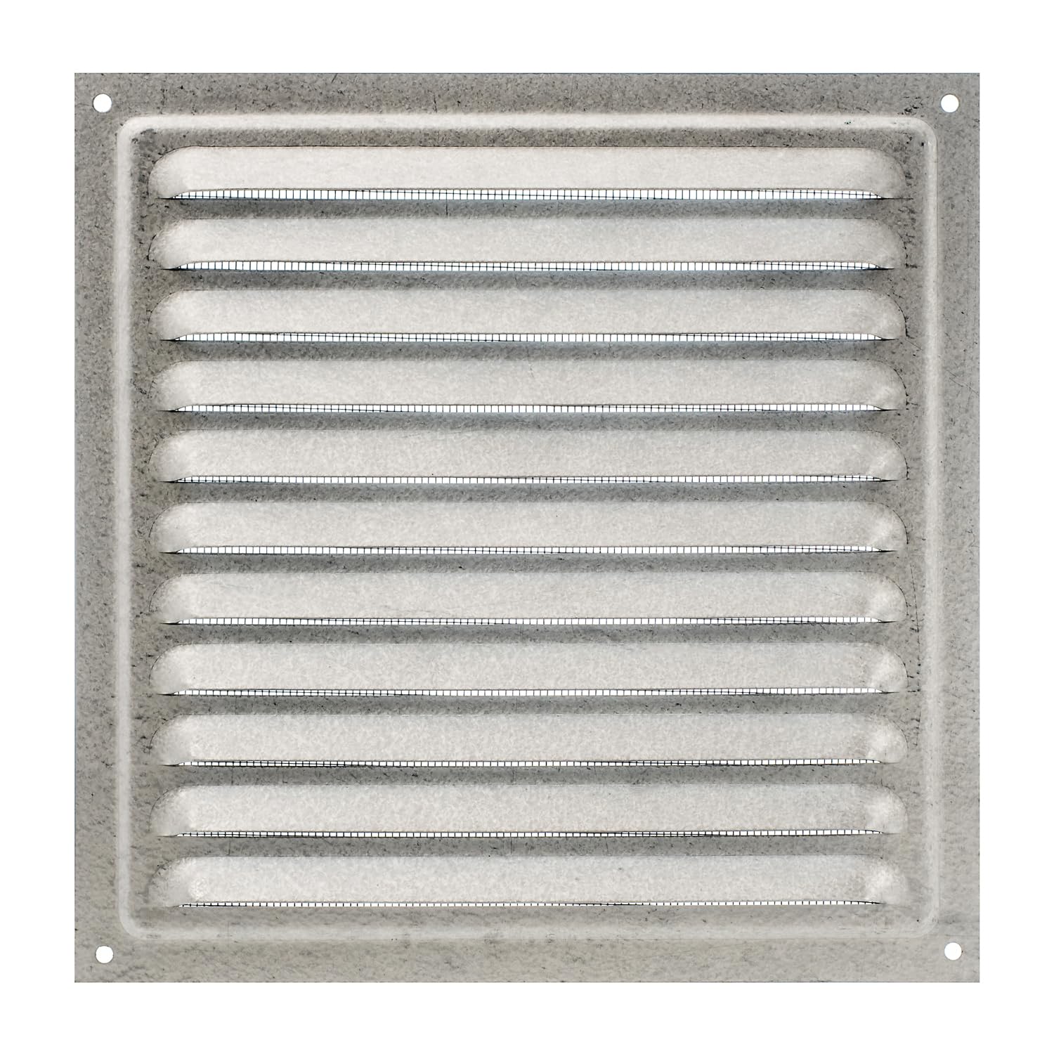 Metal Air Vent Cover, Galvanised Steel Ventilation Grille with Insect Mesh, Indoor & Outdoor Vent Grid, Low‑Profile 8 mm