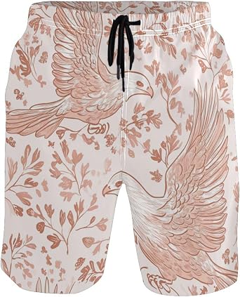 Rose Golden Dove Plus Size Mens Shorts Elastic Board Shorts for Men 8/ 9 Long hot Spring in Holiday XXL