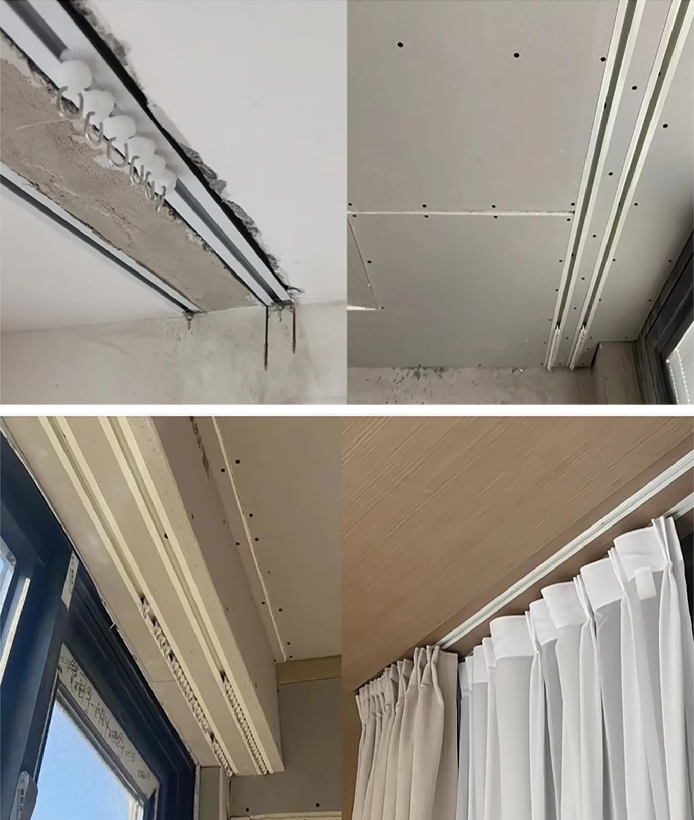 Ucare Tringle à rideaux en aluminium à fixation au plafond cachée pour cloisons de pièce, longueur réglable de 3 à 5 m, pour décoration d'intérieur élégante