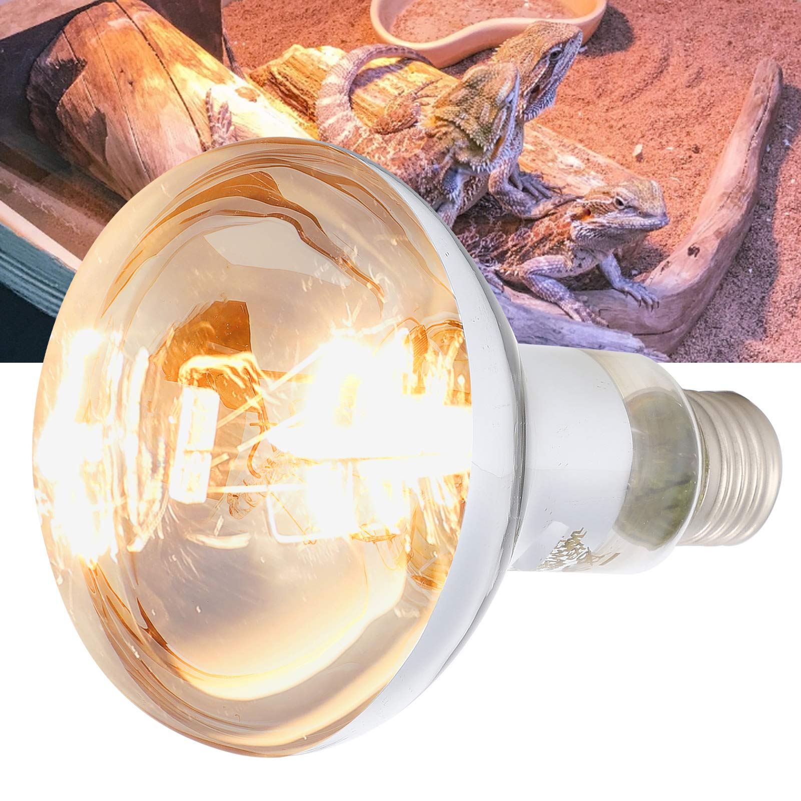 Luz de calefacción para Mascotas, lámpara de Calor para Reptiles Profesional, lámpara de calefacción para Mascotas E27 Ajustable y Duradera 220-240V 80W Bombillas de Calor para Reptiles UVB