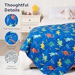 Kivik Weighted Blanket 3lb, Washable Breathable Heavy Blankets Throw, Sleeping & Calming for Bed Couch School, Cooling Microfiber, 36x48 Inches, 3 Pound, Blue Dinosaur