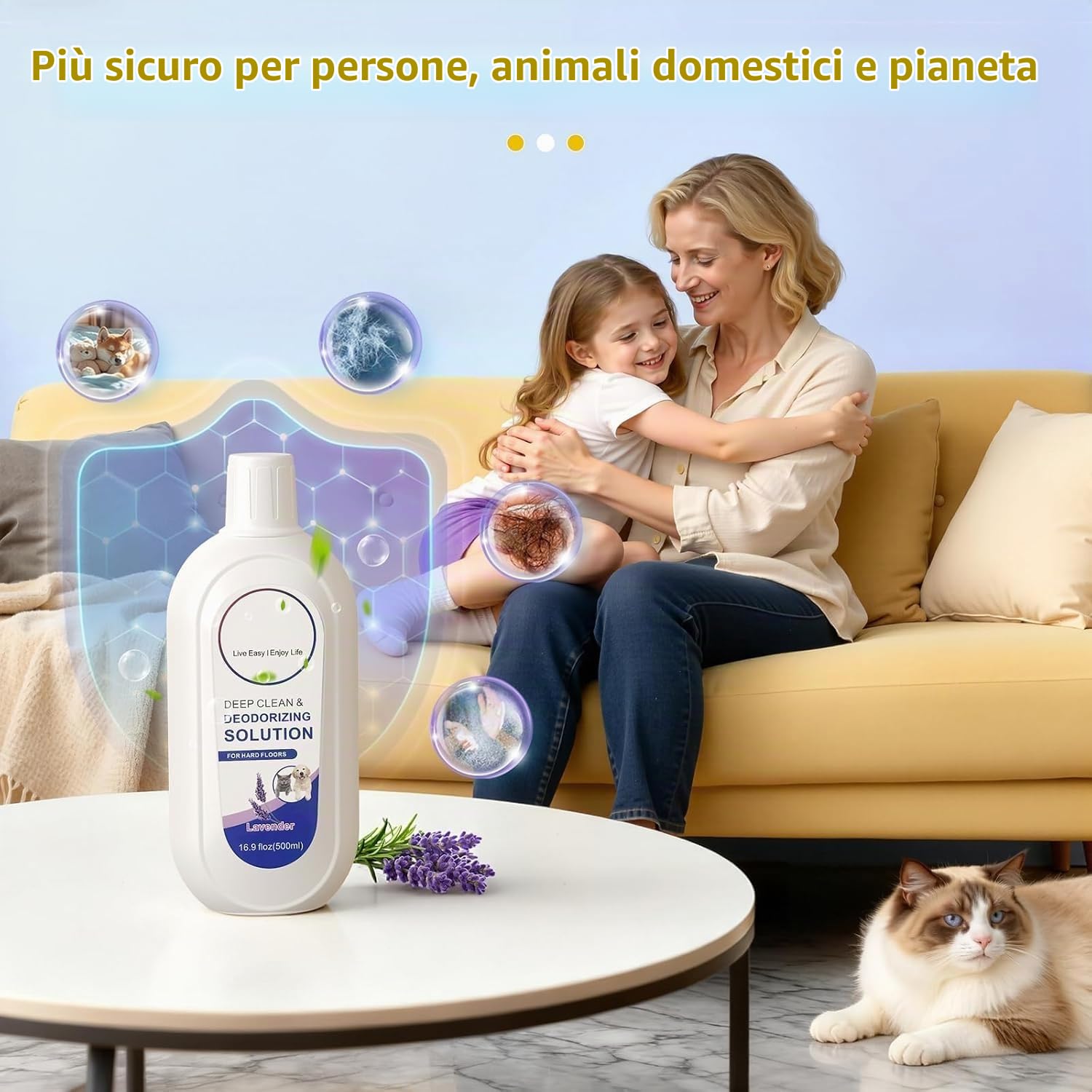 Detergente Concentrato per Pavimenti - Compatibile con Tineco (3x500ml) - Profumo Lavanda, Senza Residui e Anti-Ostruzione - Adatto per Piastrelle, Parquet, Laminato e Famiglie con Animali