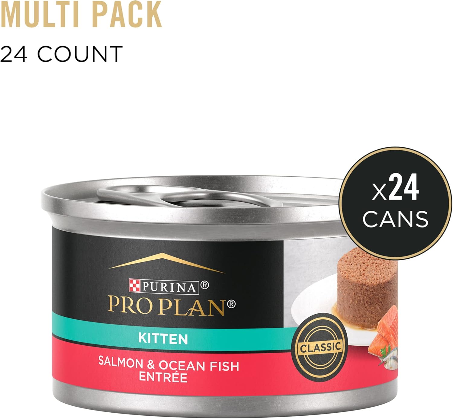 Purina Pro Plan Wet Kitten Food Pate, Salmon and Ocean Fish Entree - (Pack of 24) 3 oz. Pull-Top Cans