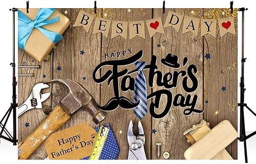 Miniatura 2 de MEHOFOND Fondo de madera rústica de 7 x 5 pies para fotografía de suelo de madera, herramientas y lazos, para el día del padre, bandera de