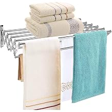 Folding Towel Bar Variable Length Two-Way Telescopic Towel Hooks Bathroom Towel Racks Towel Holder Organizer Sandblasted Wall Mounted Stainless Steel Color Silver, Size 60cm