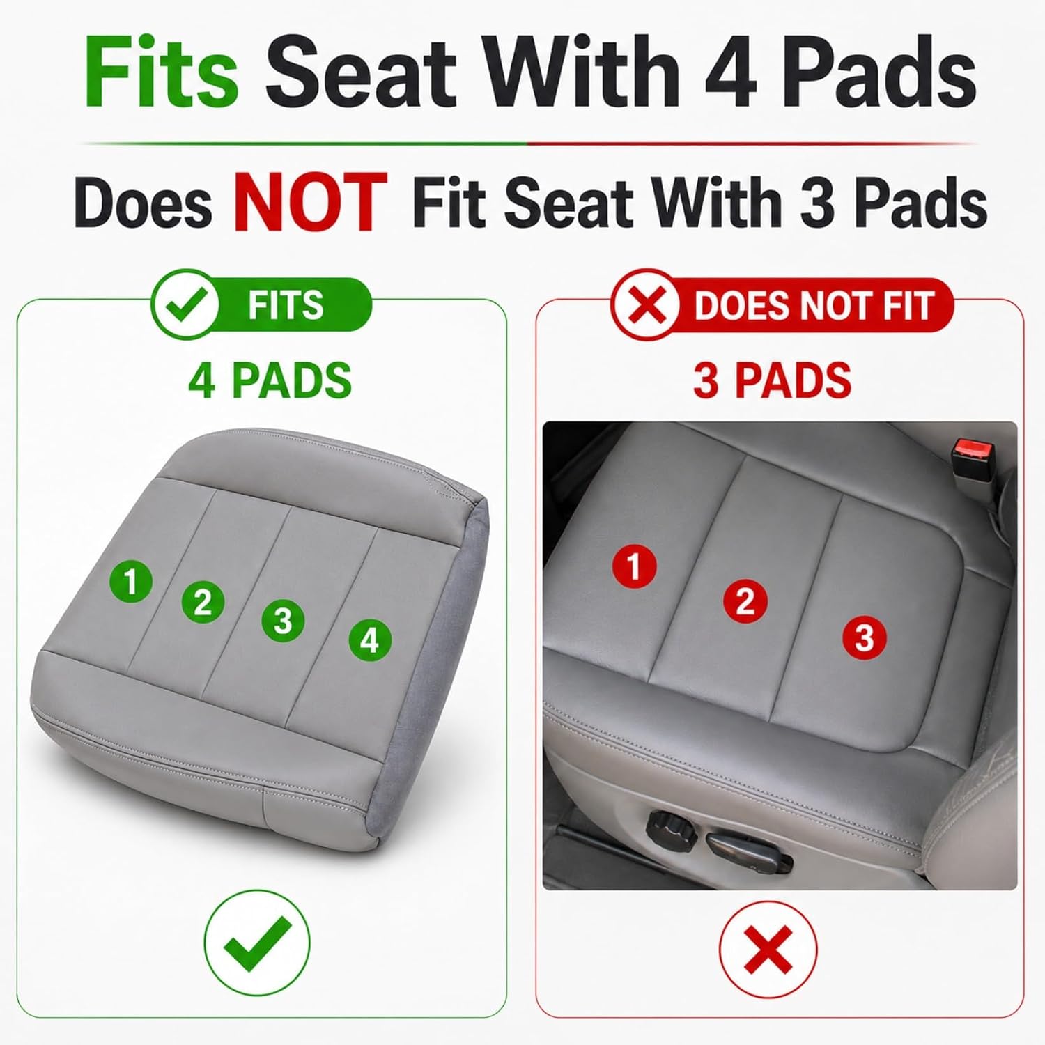 NLQR Gray Driver & Passenger Side Bottom & Top Lean Back Replacement Leather Seat Covers fit for Ford F250 F350 F450 F550 Lariat 2002 2003 2004 2005 2006 2007 Excursion XLT 2002 2003 2004 2005