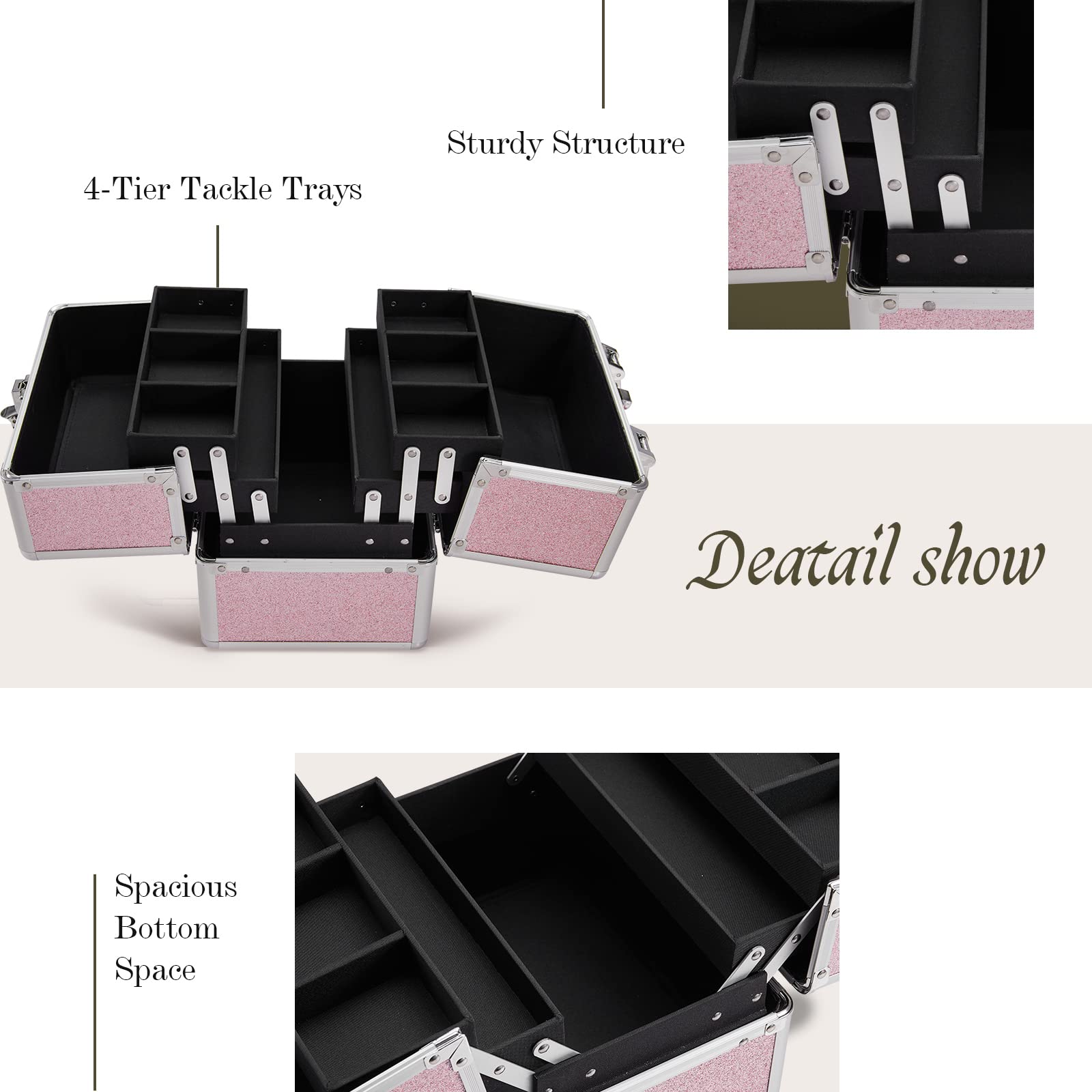 Schminkkoffer Kosmetikkoffer Make up Organizer Alu Werkzeugkoffer Nagel Koffer Beauty Case Make up Organizer,Rosa