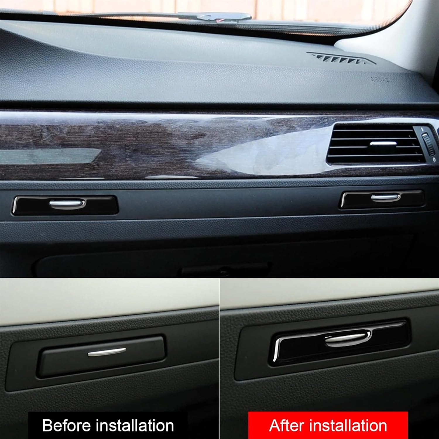 Piano Black Center Console Cup Holder Decorative Trim Cover Sticker for bmws E90 2005-2012