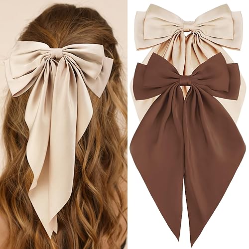 Hair Bows Silky Satin Bows for Hair Ribbons 2Pcs Coquette
