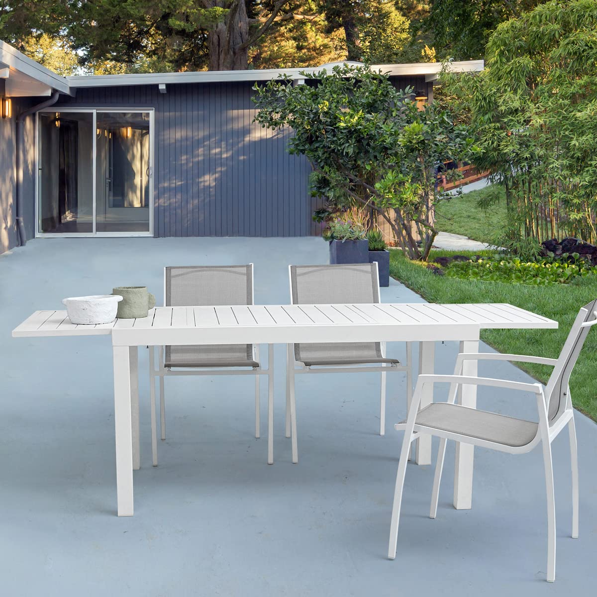 Yellowshop - HILL Tavolo da giardino rettangolare allungabile per esteno in alluminio L140/210xP90xH75 cm Bianco o Coffee (Bianco)