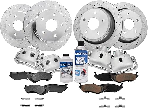 Miniatura 42 de Detroit Axle - Kit de freno delantero para Ford Explorer Mercury Mountaineer 2002-2005 Bujes de rodamiento de rueda perforados y ranurados rotores