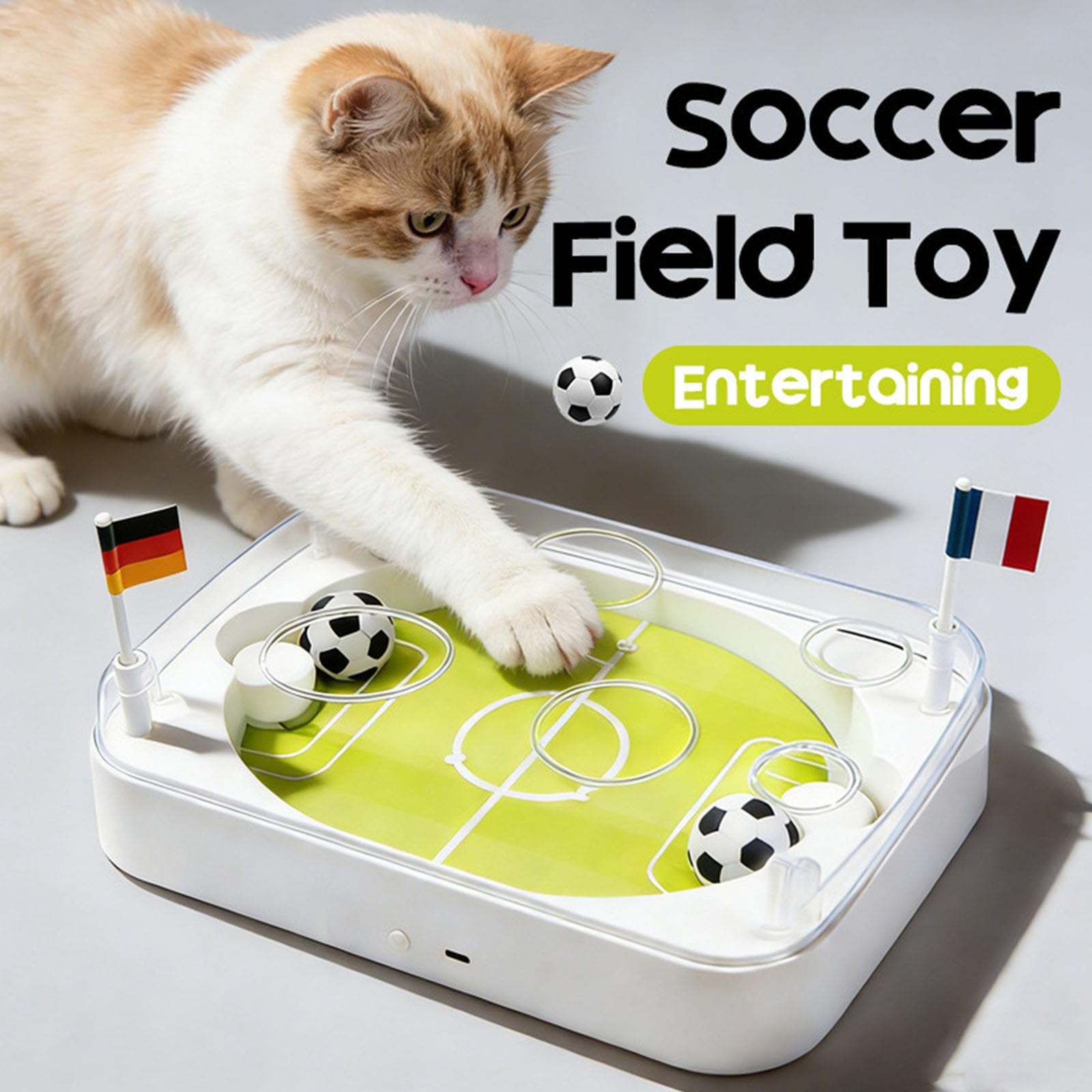 Juguete de rompecabezas de fútbol para gatos recargable por USB con modo de movimiento y función de persecución automática para aburrimiento, entretenimiento de mascotas, juguete de