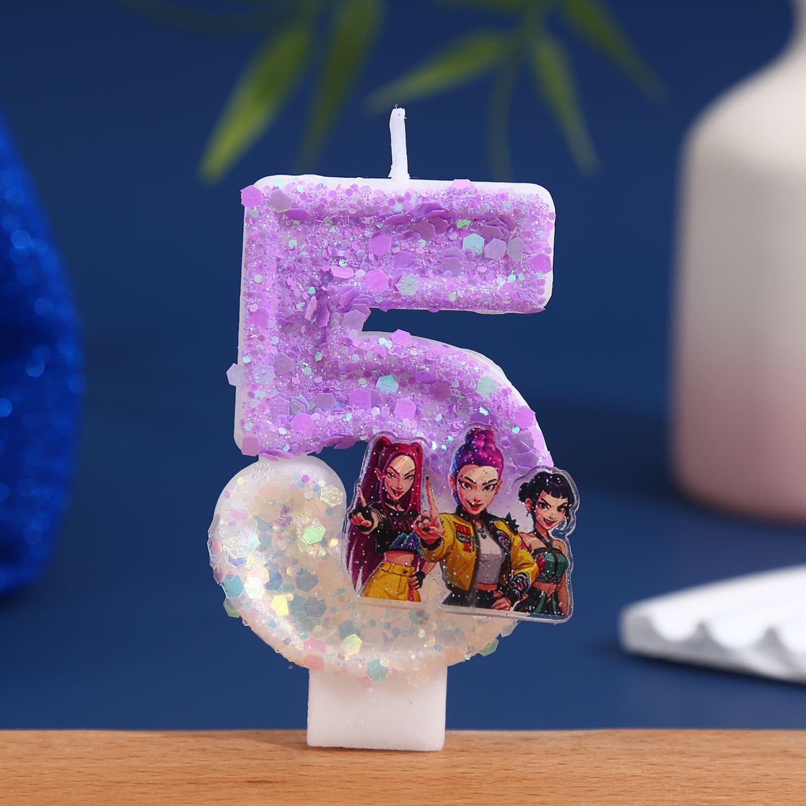Korea Pop Demon Movie Hunters Birthday Number 5 Candles, Cute Cake Decoration, Perfect for Birthday Party Decorations (5) — view 3