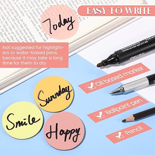 Miniatura 6 de Sabary 500 hojas de notas adhesivas transparentes, pestañas adhesivas redondas translúcidas, pestañas de notas adhesivas de páginas coloridas,