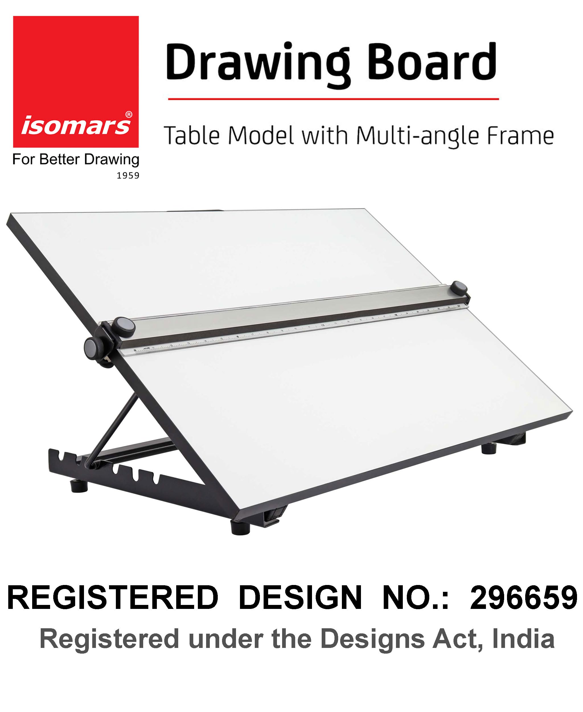 Isomars Melamine Drawing Board - Table Model with Parallel Motion - A2 Size- 18.5" x 25.5" | Ideal for Architects, Engineers, Designers & Artists Students and Professionals (A2 with Ruler) — Amazon image 9