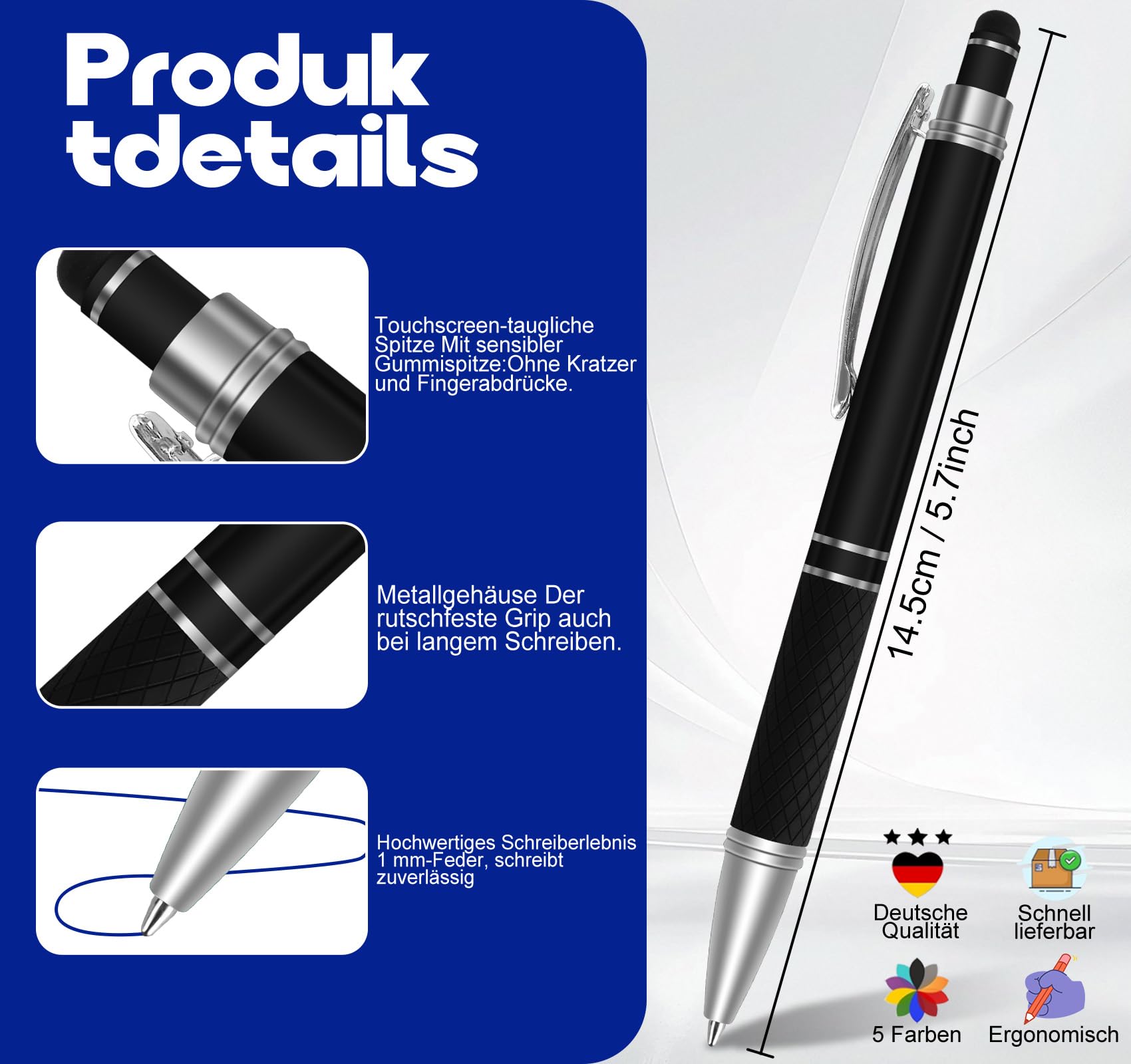 Homewit 10–1000 STK Kugelschreiber Personalisiert mit Gravur,Touchpen,400 | Werbekugelschreiber für Firmenwerbung, Messen, Büros, Schulen, Abschlussfeiern, als Kunden-, Mitarbeiter- & Businessgeschenk