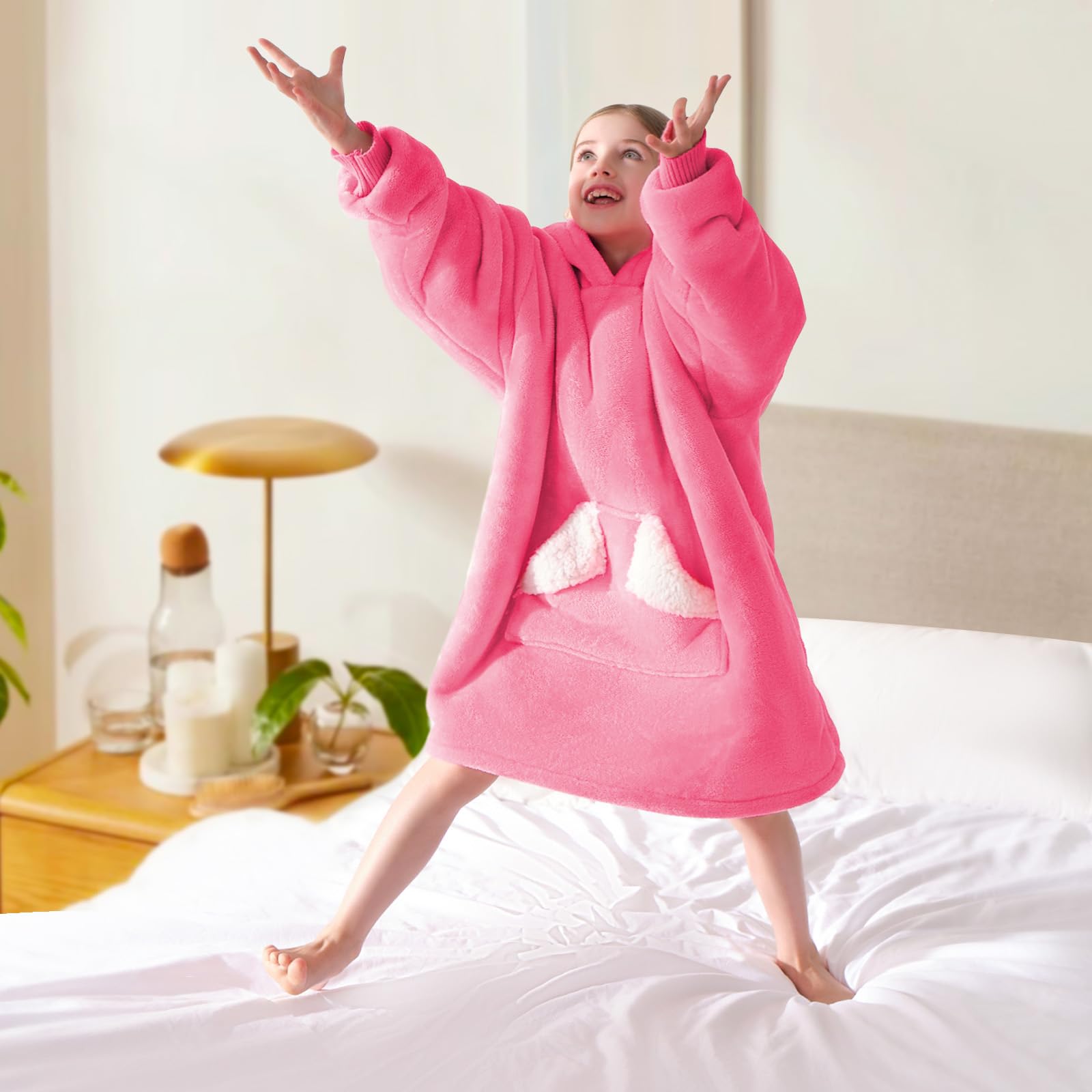 Touchat - Sudadera con capucha para niños, talla única para todos (rosa)