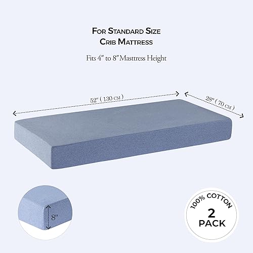 Miniatura 3 de Dreamology Sábana bajera ajustable para cuna de bebé, jersey de punto 100% algodón, se ajusta a colchones estándar para cuna, sábana bajera para