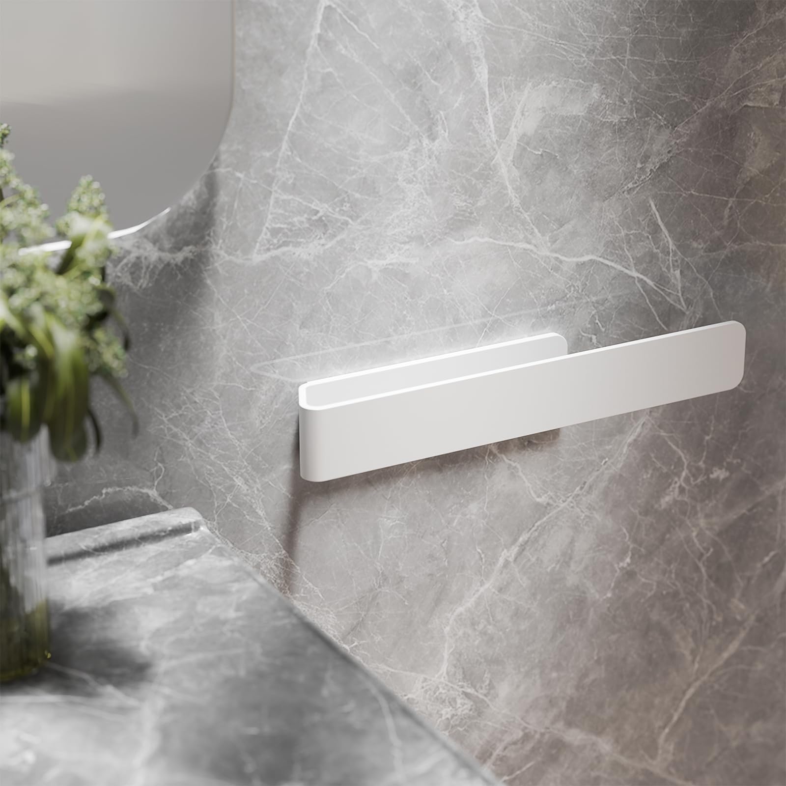 Aikzik Portasciugamani senza foratura, in alluminio, per bagno e cucina, bianco (32 cm)