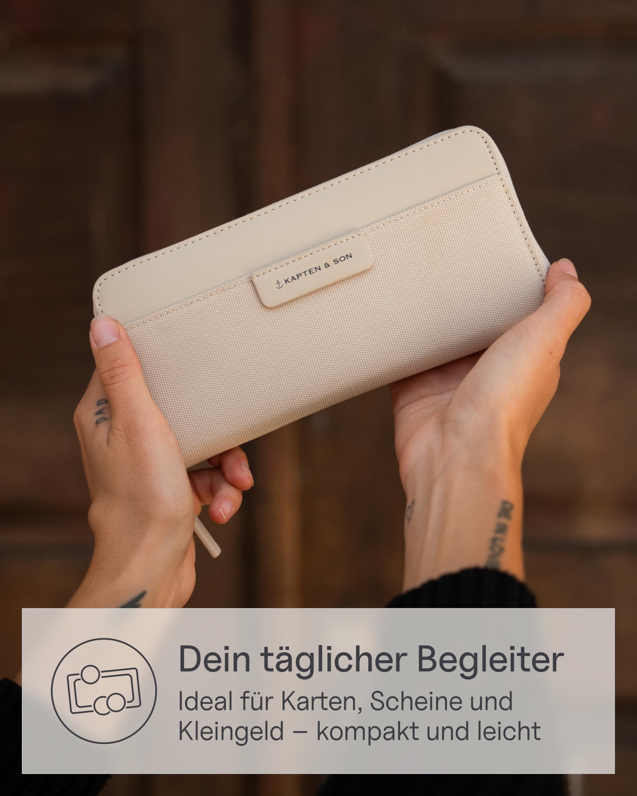 Kapten & Son Geldbörse Damen | Bergen Pro Wallet Large Sandstone | Damen Portemonnaie Groß Beige | Geldbeutel mit 14 Kartenfächern & Kleingeldfach | 10x 20x3 cm