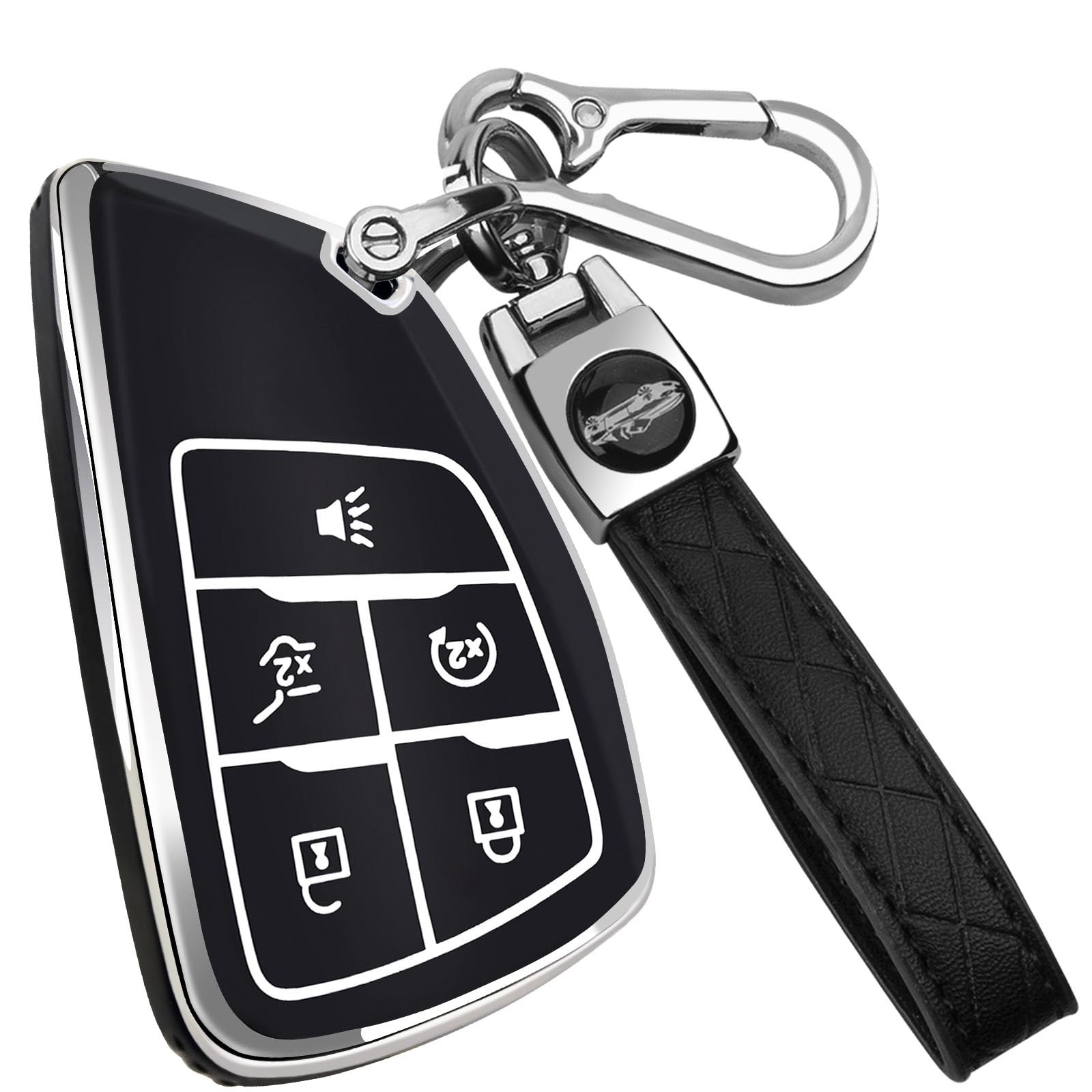 XIYANG TRADE for Chevy Key Fob Cover with Keychain,Key Case Shell TPU Protection Compatible with Chevy Traverse Equinox GMC Silverado Sierra Tahoe Suburban Yukon Denali Terrain Buick Envision（Black