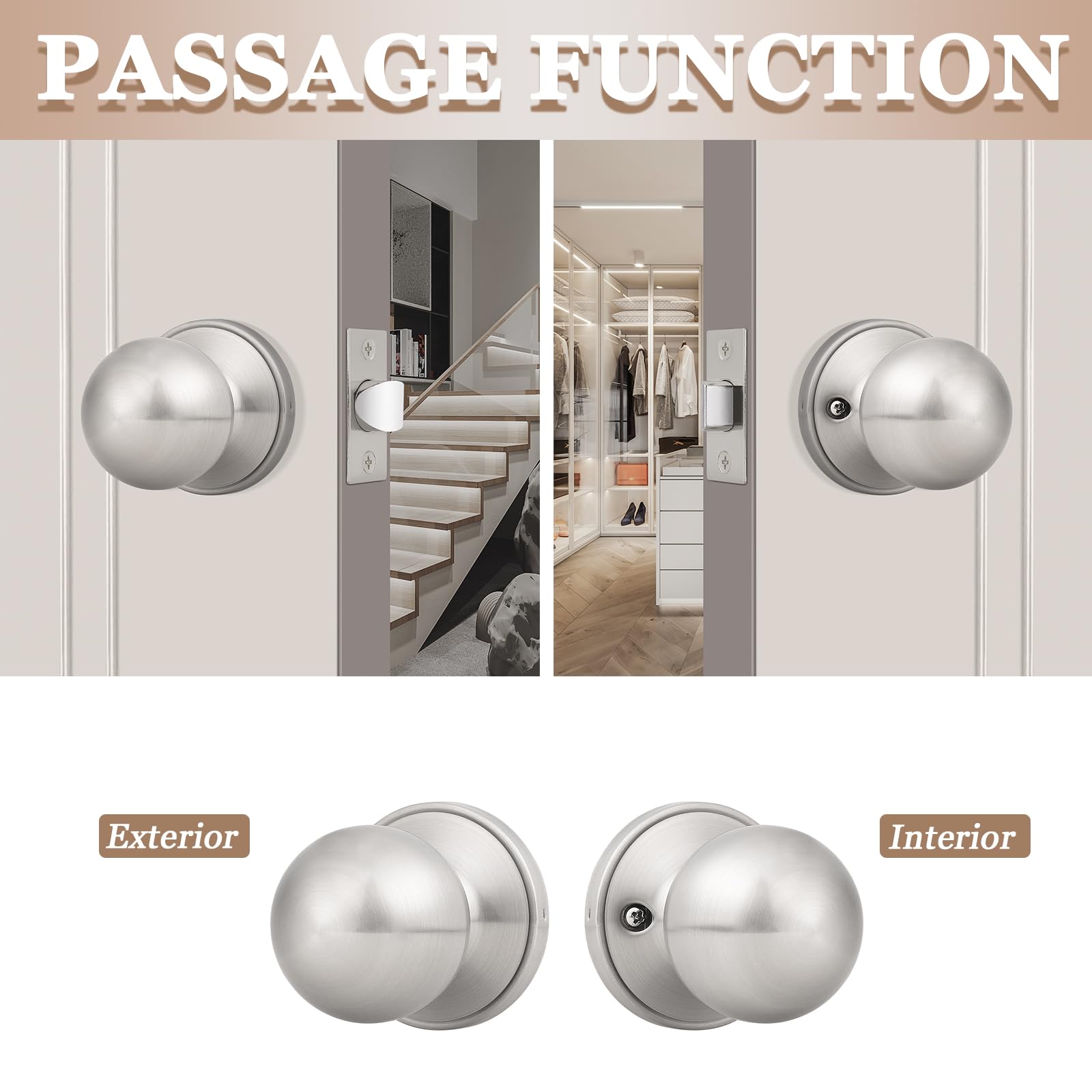 Probrico Satin Nickel Door Knobs - 10 Pack -4
