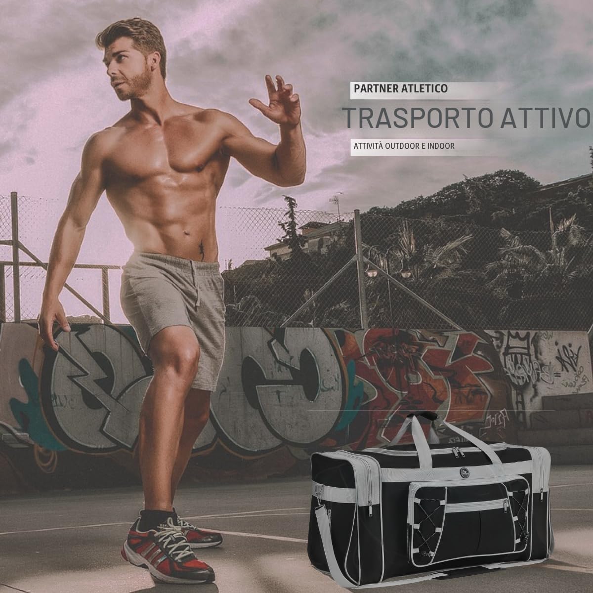 Borsone da viaggio per uomo weekender sopra la notte borsa da trasporto leggera extra large Oxford borsone da palestra robusto impermeabile per uomini e donne 66 cm (oro blu), Nero, Bianco, X-Large