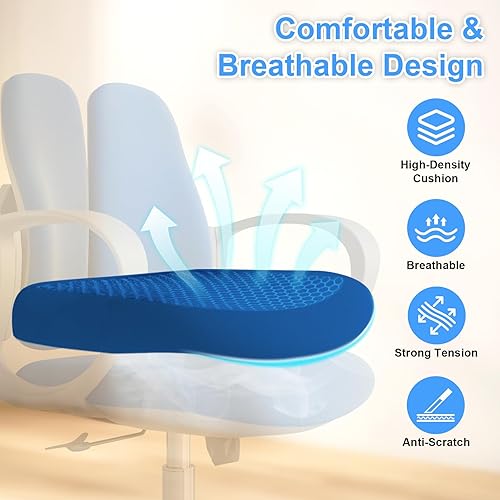 Miniatura 9 de Silla de oficina ergonómica de escritorio con respaldo doble, silla de computadora con soporte lumbar flexible y altura ajustable, asiento extra